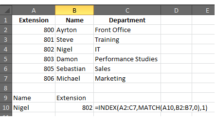 Combine MATCH and INDEX in Excel for a powerful tool