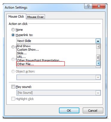 Action buttons and hyperlinks in PowerPoint