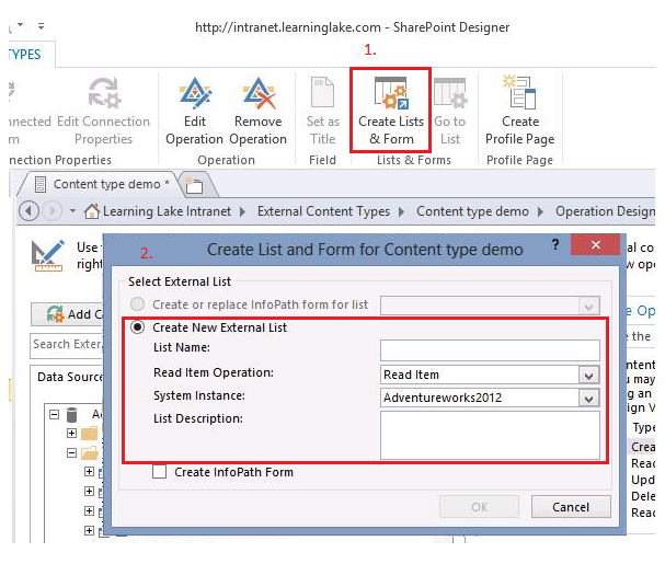 Implementing external content types in SharePoint 2013