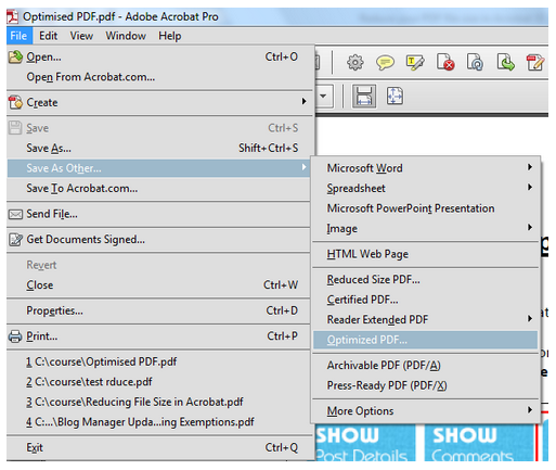 Reduce your PDF file size in Acrobat XI