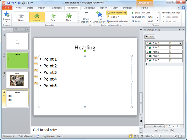 Introduction to transitions and animations in PowerPoint 2010/13