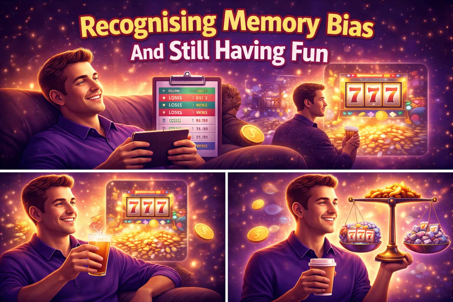 Man having fun playing casino and not giving into memory bias